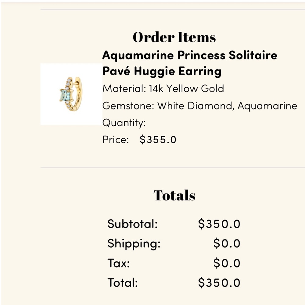 Last Line aquamarine diamond earring, only one for multiple pierced ears.